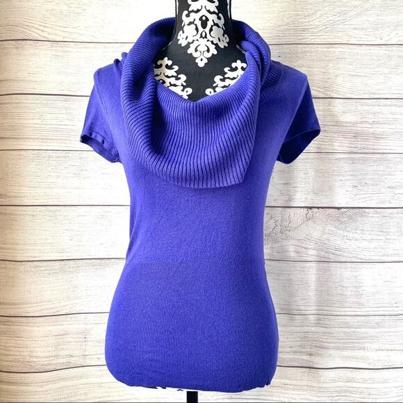 Apt. 9 Purple Cowl Neck Sweater Short Sleeves Fitted Size XS - Picture 1 of 16